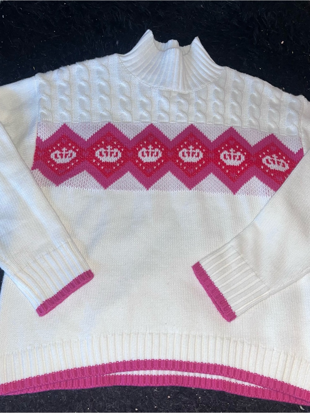 Juicy Couture White Sweater with Pink Crown Pattern